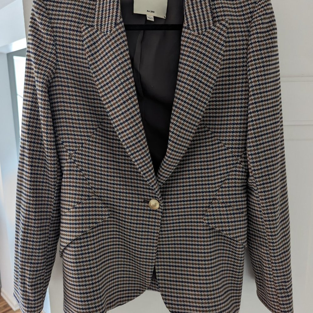 L'AGENCE Size 4 Chamberlain Blazer Jacket Comey Houndstooth/ plaid